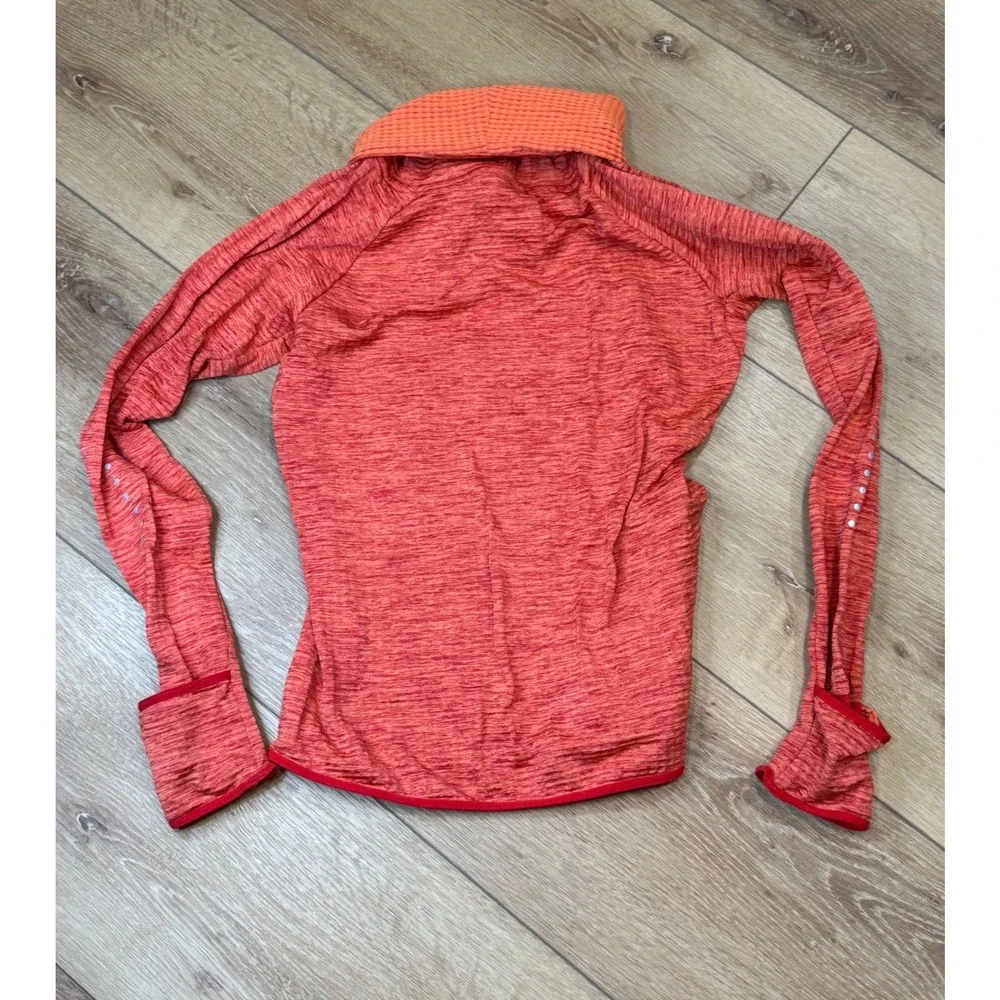 Nike Running Dri-FIT‎ Cowl Neck Pullover Orange Red Space Dye XS Thumbholes